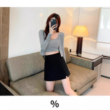 侧边小开叉半身裙裤女大码2025夏季新款百搭遮胯裙子高腰A字短裙