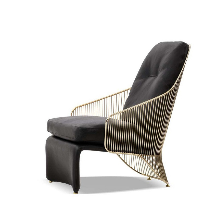 Italian light luxury casual single sofa chair Nordic creative stainless steel lounge chair designer hotel homestay Instagram chair