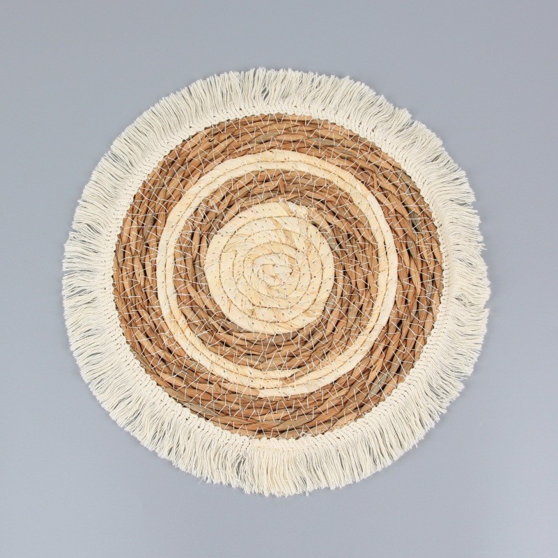 Juego de adornos de pared de paja tejido de paja tejido a mano hierba de calabaza hierba colgante de piel de maíz colgante de pared folklore bohemio