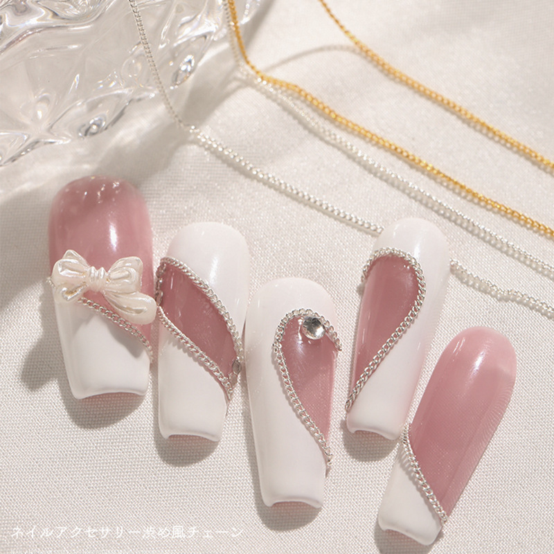 Japanese nail art thin chain jewelry wholesale net red metal three-dimensional punk style Macaron color nail decoration accessories Japanese nail art thin chain jewelry wholesale net red metal three-dimensional punk style Macaron color nail decoration accessories