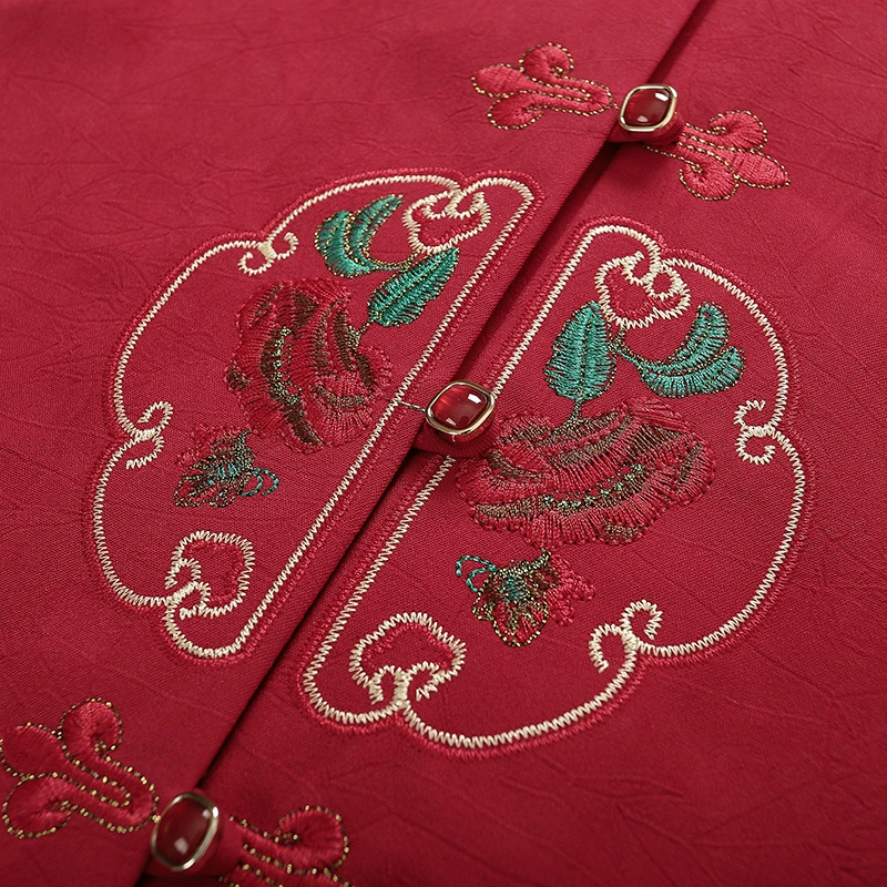 Summer shirt with a round collar, for middle age, plus size, loose fit, Chinese style