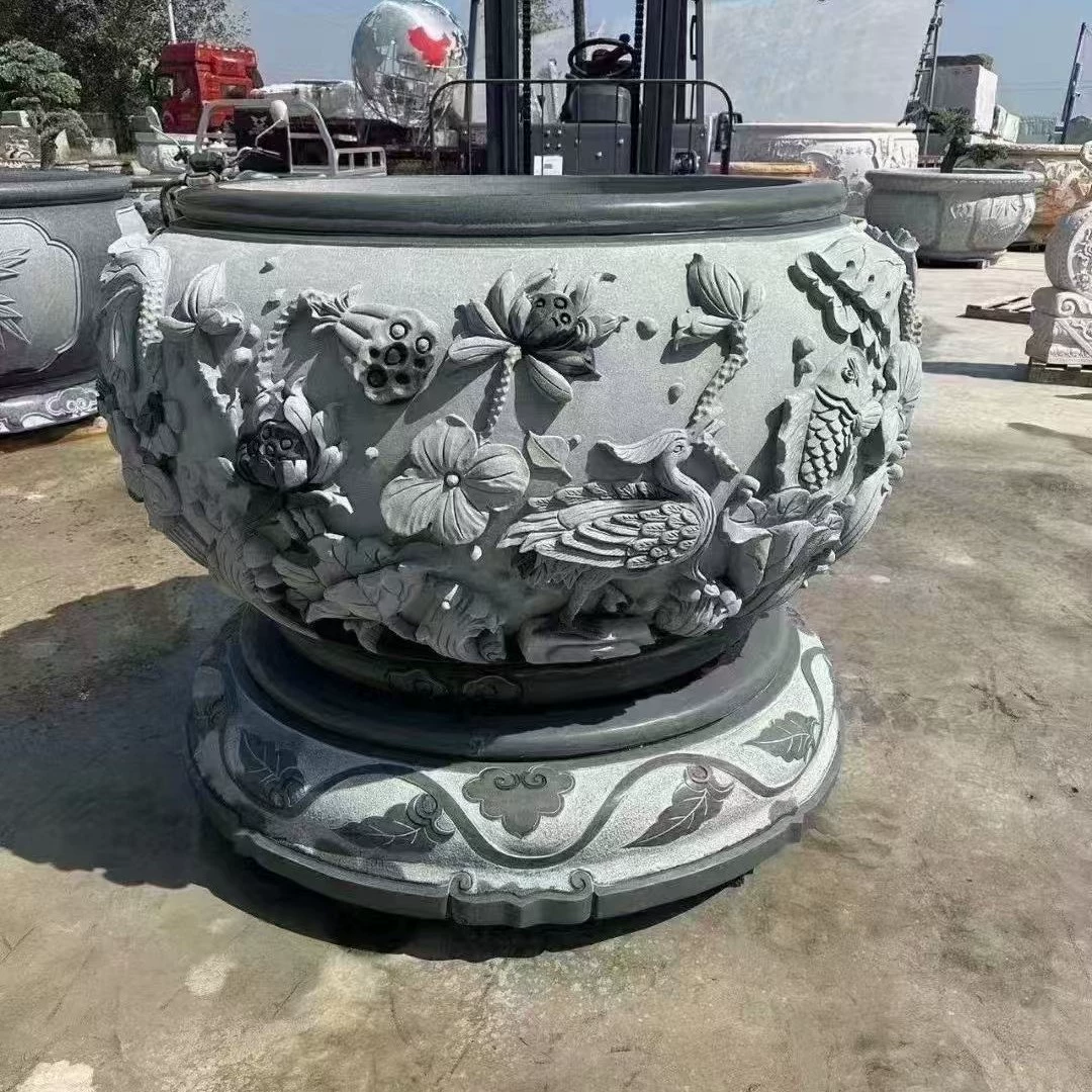 Антикварная каменная резьба по камню цветочный горшок каменная резьба по синему камню