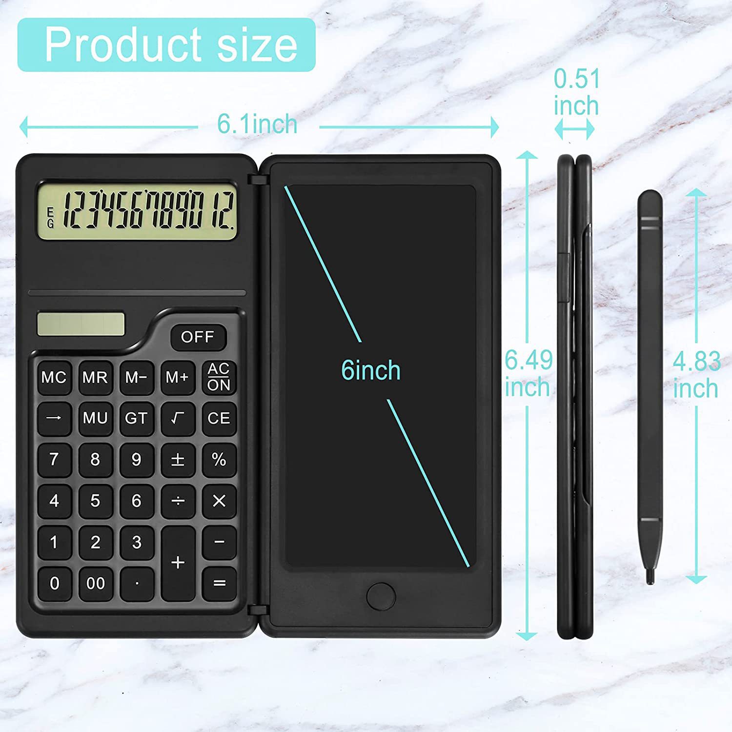 6-pulgadas calculadora solar escritura tablero aprendizaje Oficina portátil plegable LCD