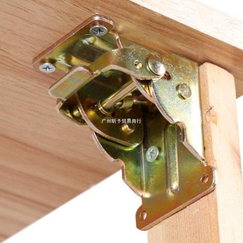 90度折叠桌腿加厚合页铰链铁固定座椅脚茶几脚家具自锁五金配件