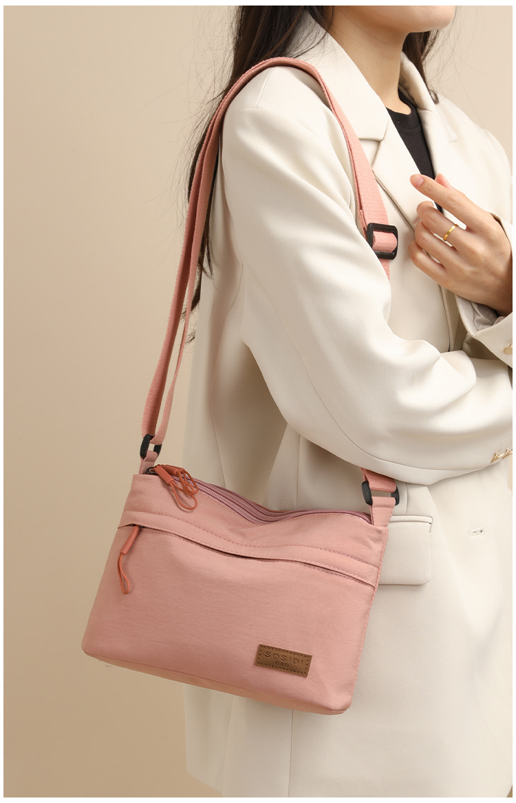 Semplice borsa a tracolla monospalla in nylon tinta unita per donna, modello 2024, multifunzionale, casual, impermeabile, portatile e alla moda._voghion.com