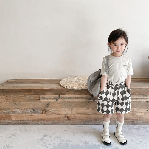 2024 new children's clothing summer style children's Korean style girls' summer clothing washed cotton overalls shorts boys' pants 122206