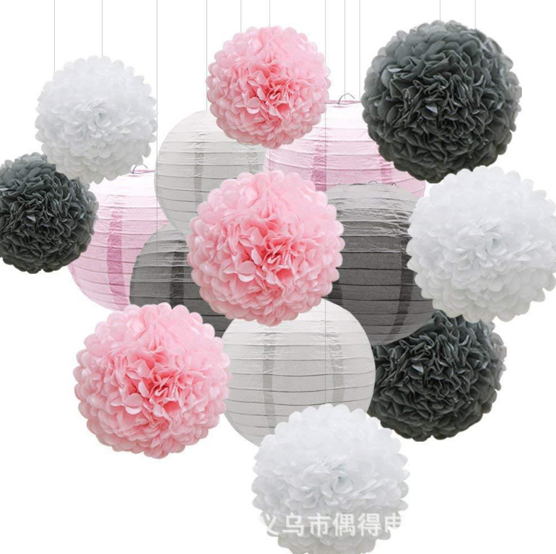 Amazon papel rosa de flores de panal de papel linterna de fiesta de cumpleaños boda cumpleaños set de decoración del hogar