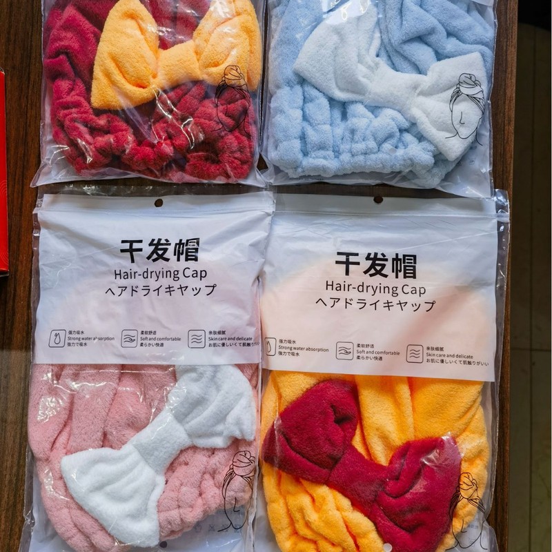 シャワーキャップの女性は、超吸水速乾かわいい蝶ネクタイのサンゴのベルベットの髪タオルを厚くしてスカーフ卸売りを拭きます|undefined