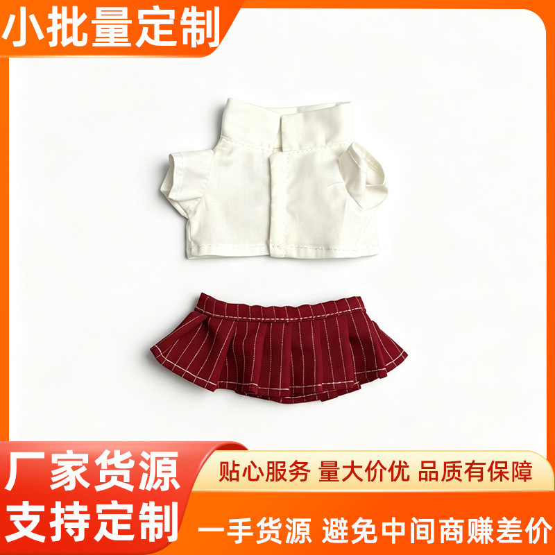 17cm Doll Clothes, Preppy Style White Shirt, Red Striped Pleated Skirt, Cotton Doll Uniform Set, Costume Accessories 17cm Doll Clothes, Preppy Style White Shirt, Red Striped Pleated Skirt, Cotton Doll Uniform Set, Costume Accessories