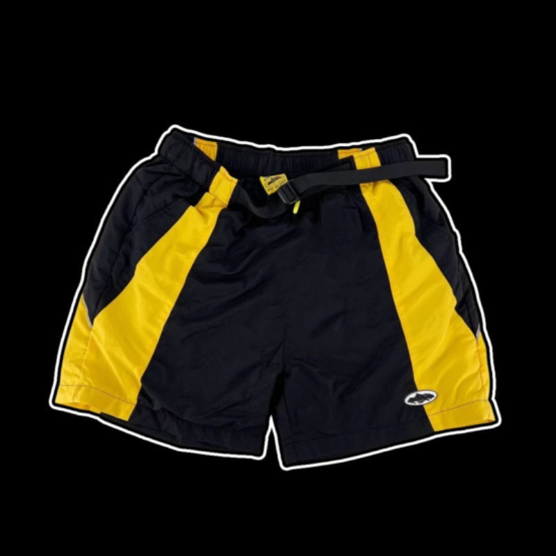 Corteiz Cargo Shorts Loose Black Yellow