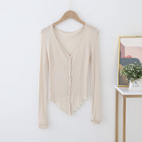 Весна и лето простой и элегантный многоцветный новый стиль универсальный темперамент Простой вязаный кардиган ленивый топ