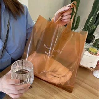 定制透明手提袋高颜值服装店袋子批发购物礼品袋可按斤批发塑料袋