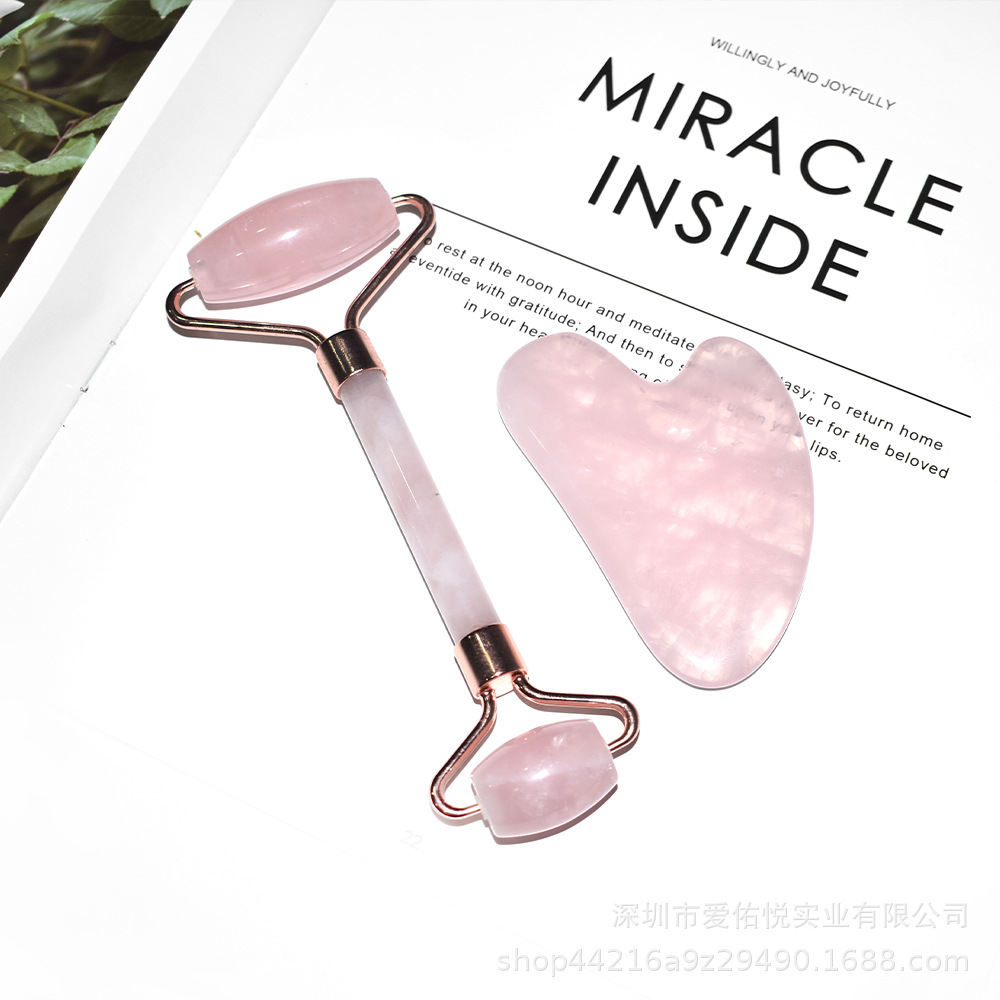 Venta al por mayor tablero de raspado jade rosa cristal dongling jade obsidiana masajeador cara adelgazamiento casa salón de belleza cara lifting