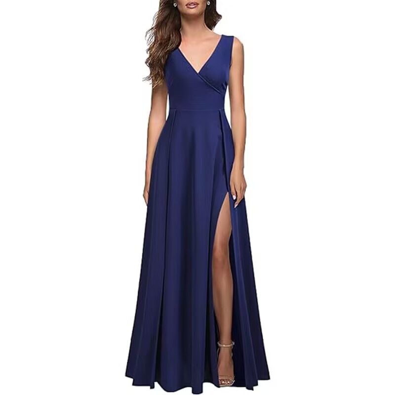 2025 verano V-collar vestido de noche transfronterizo europeo y americano nuevo vestido formal largo vestido de cóctel