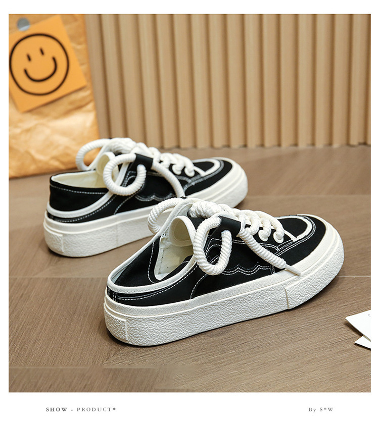 VASIBAEN Niche Design Half-support 2023 Poletje Novi platneni čevlji Lazy One pedal all-match superge trend_voghion.com