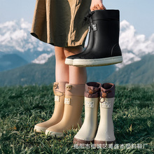 2025新款儿童户外束口防水鞋时尚男女童雨靴幼儿高筒软底胶雨鞋