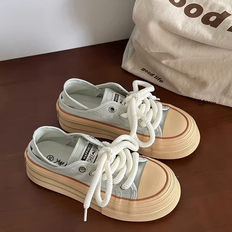Popular Lazy Canvas Shoes for Women, Thick Soles, Versatile Slip-On Women's Shoes, 2025 New Niche Design Casual Sneakers
