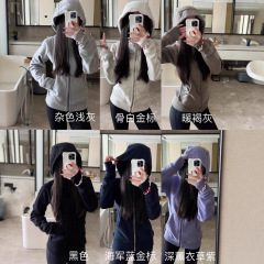 092204 秋季新款女士拉链修身显瘦连帽开衫瑜伽服运动卫衣外套