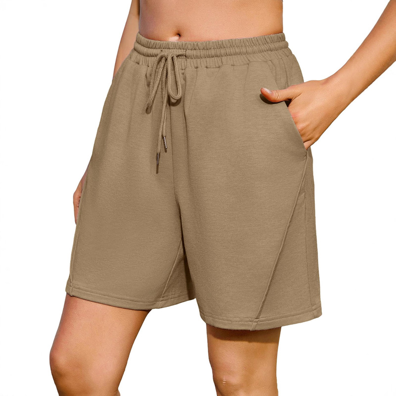 Cross-Border Hot-Selling Women's High-Waisted Bermuda Casual Cotton Sports Shorts, Suitable for Running and Walking