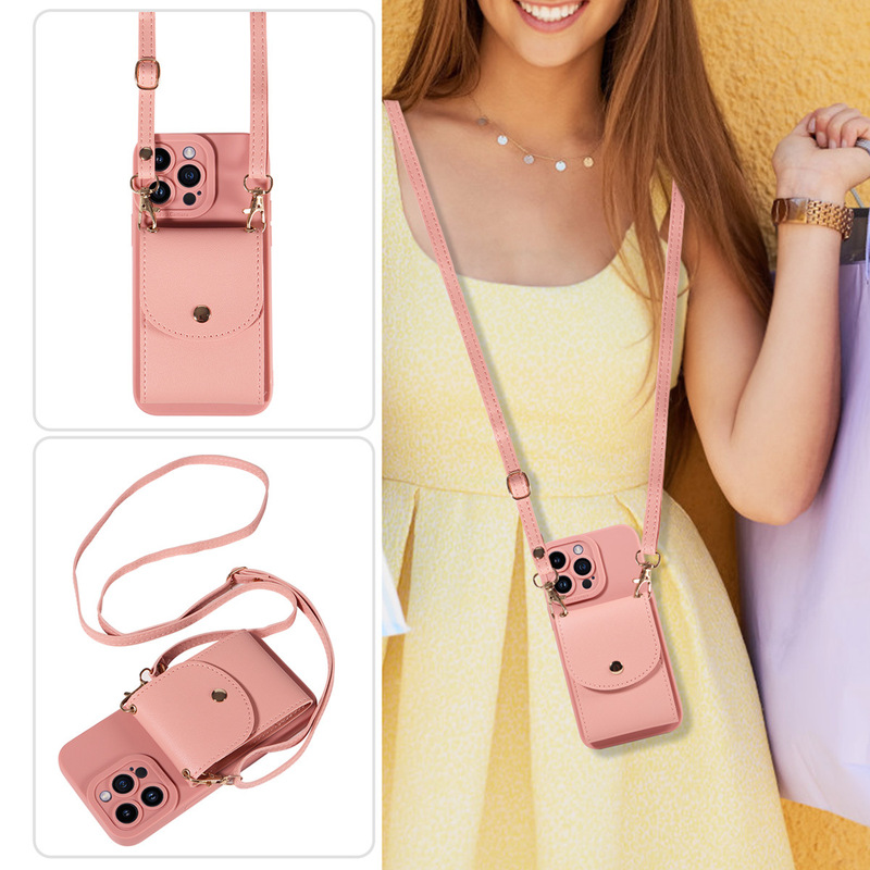 Suitable for Apple Iphone17 Card Holder Crossbody Mobile Phone Case Organ Card Slot Crossbody Bracket 16Promax Mobile Phone Case