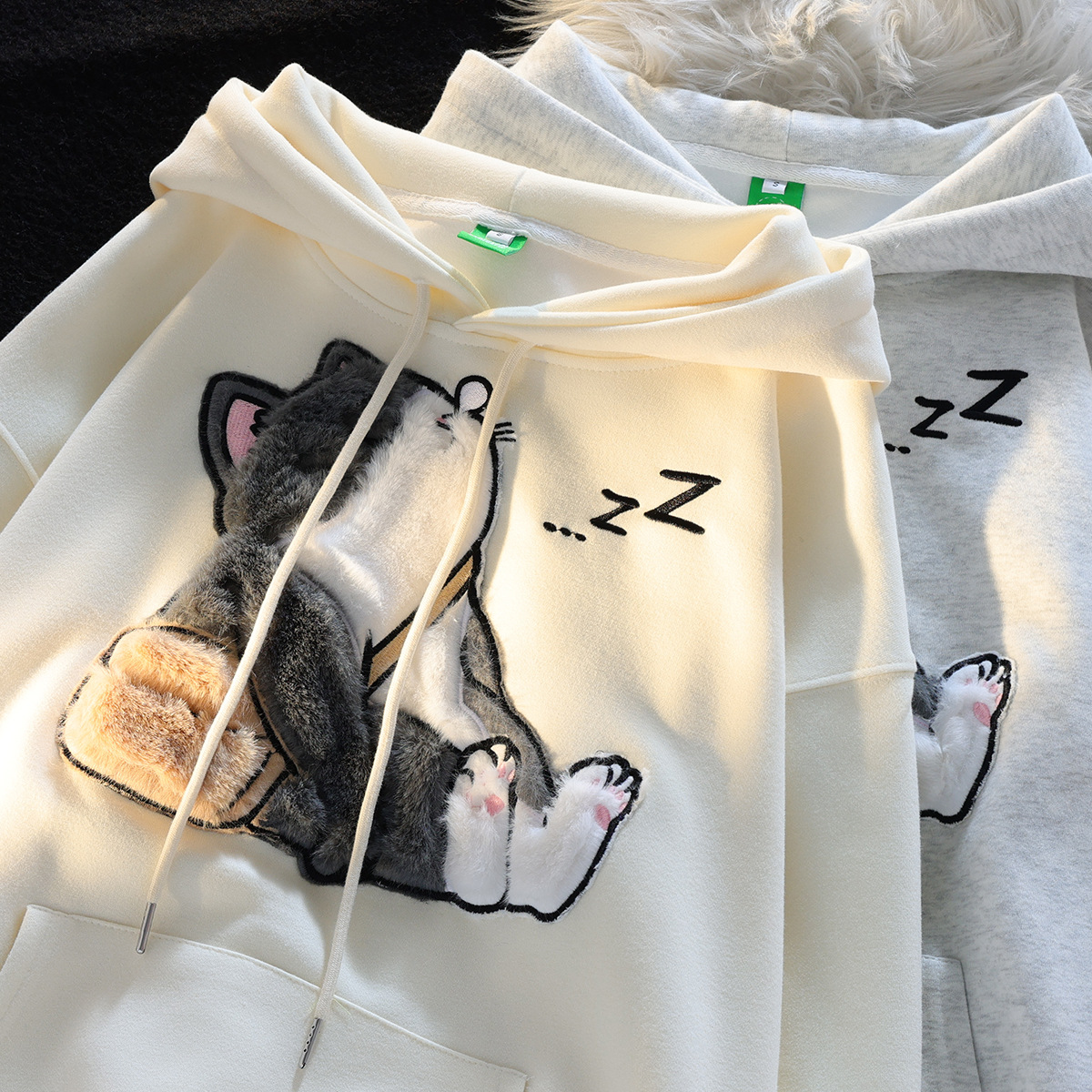 Sudadera con capucha estilo japonés retro, felpa, pareja unisex