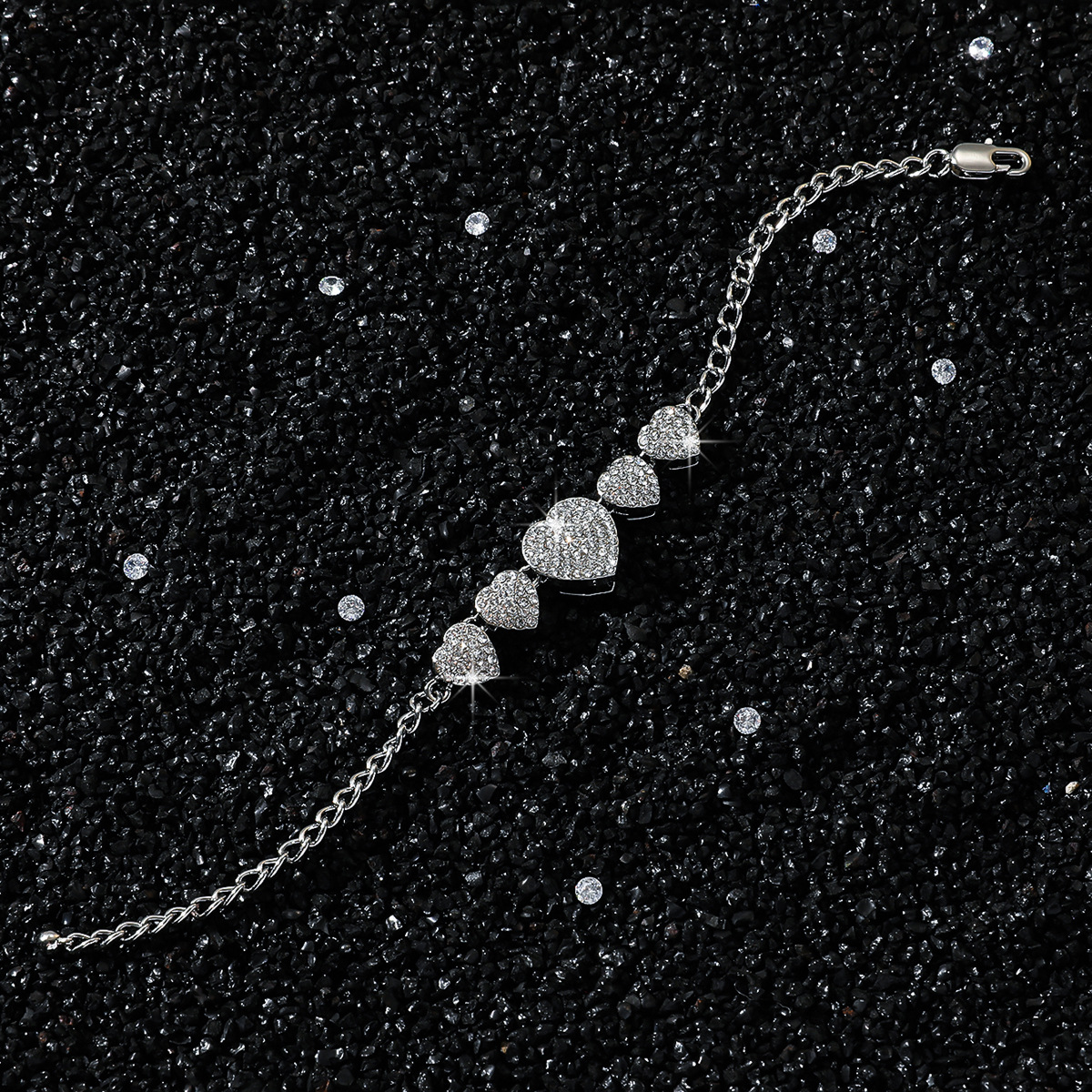 O-shaped chain Chain Type Hip-Hop Heart Shape Rhinestones Alloy O-shaped Chain Chain & Link Bracelets Wholesale