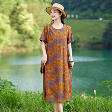 气质时尚洋气减龄复古文艺风连衣裙女2025年夏季上新遮肉显瘦透气