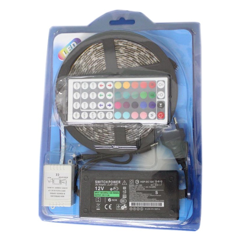 Tira de Luces LED RGB 5050, 5m, 60 LEDs, Cambio de Color, Impermeable, Exterior