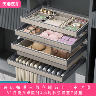 Wardrobe Drawer Basket Drawer-type Multifunctional Pants Rack Slide Rail Household Cloakroom Pull-out Hardware Accessories Leather Jewelry Box