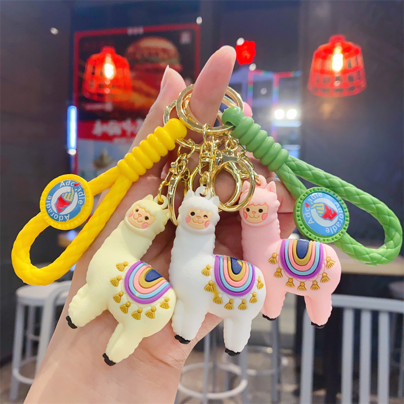 Cute cartoon alpaca key chain car pendant exquisite personality doll bag key chain pendant gift wholesale