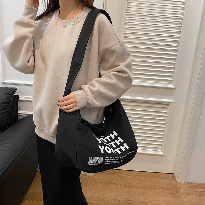 Korean-style canvas bag, artistic Japanese-style Instagram simple single-shoulder bag, school student schoolbag, men's large-capacity commuting bag undefined