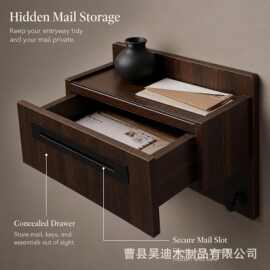 跨境壁挂式钥匙架木制信件收纳盒玄关客厅墙壁挂包木架置物架