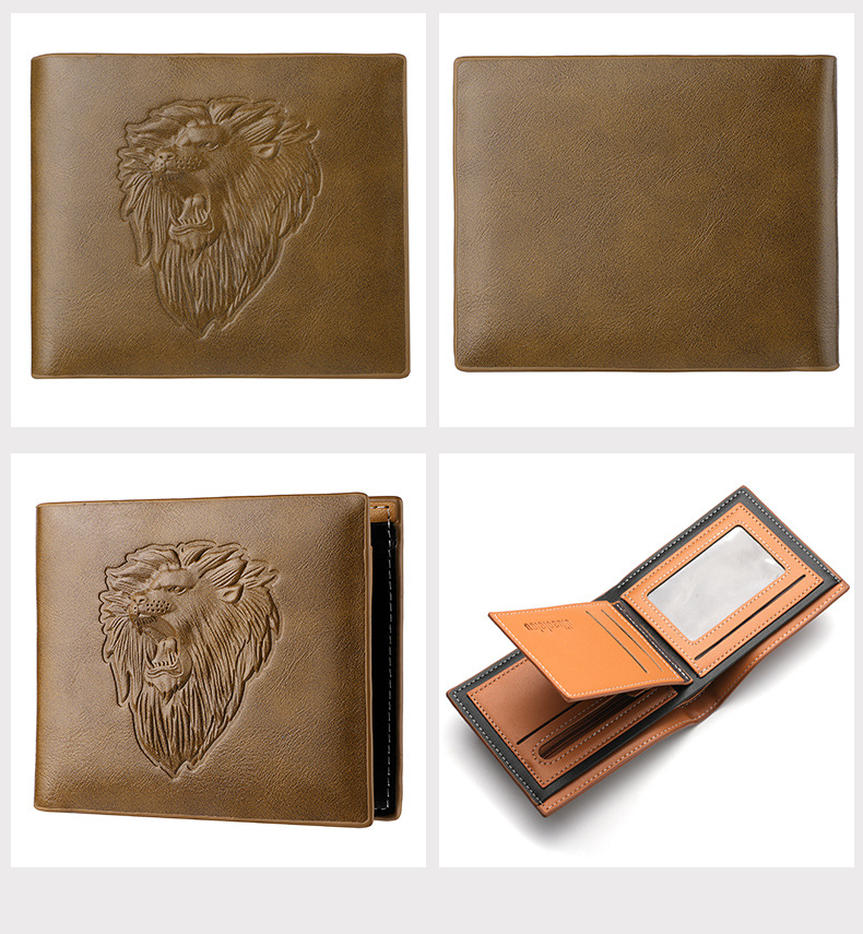 Men's Lion Pu Leather Flip Cover Coin Purse display picture 4