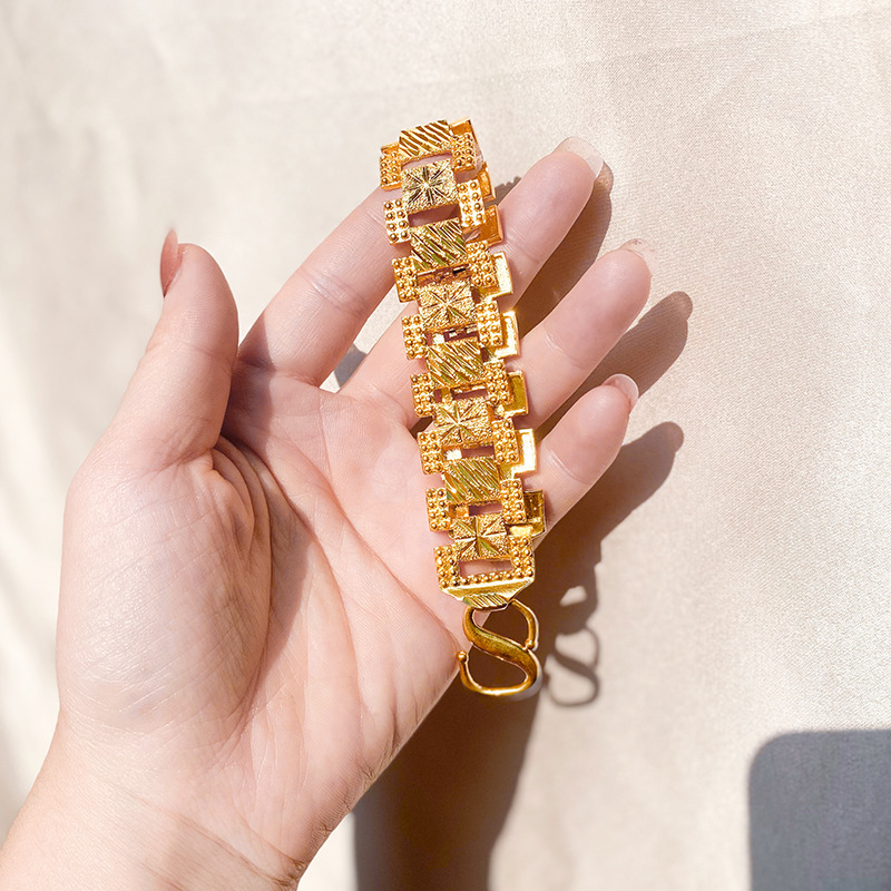 Vietnam arena oro sólido Correa pulsera coche flor estrellada aleación de cobre jefe cadena joyería hombres dominantes transmisión en vivo