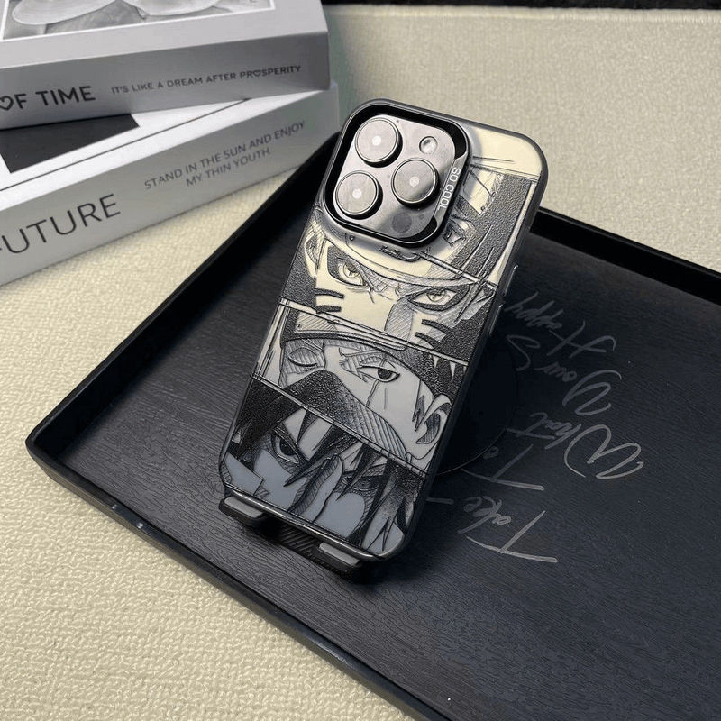 Naruto Black and White Splicing Suitable for Apple 16Promax Mobile Phone Case Iphone15 Large Hole 14 Niche 13 Hard Shell 12/7