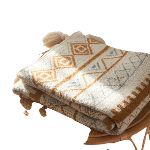 Live broadcast simple knitted wool bohemian shawl blanket acrylic nap blanket winter decorative blanket sofa cover