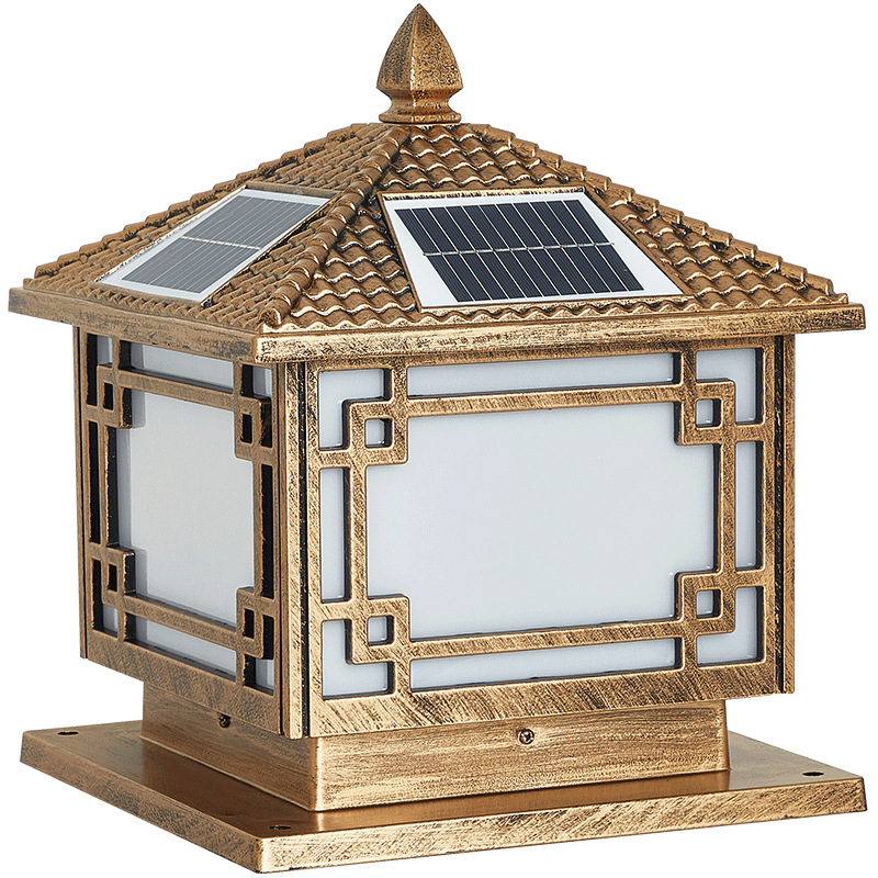 Lámpara de pilar solar al aire libre impermeable jardín lámpara de pared casa casa patio puerta balcón lámpara de pilar
