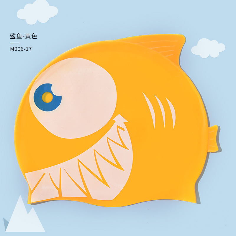 Sombreros de baño de silicona para niños y niñas, dibujos animados, protección de oídos impermeable universal, cabello largo cómodo, sombreros de baño para niños