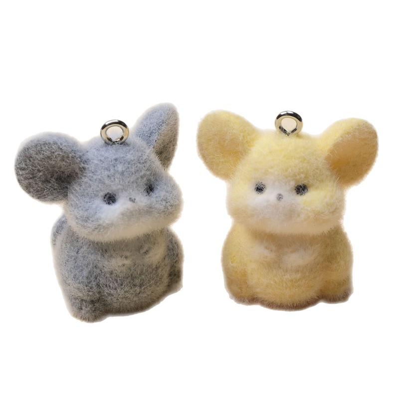 植毛かわいい小さなマウスペンダント漫画樹脂ペンダント DIY キーホルダーバッグ携帯電話アクセサリークリエイティブ装飾品|undefined
