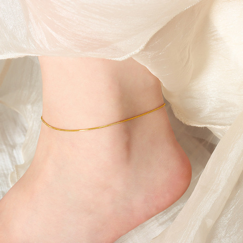  new cold style thin snake bone chain ins style exquisite non-fading niche personality design 18K gold plated anklet