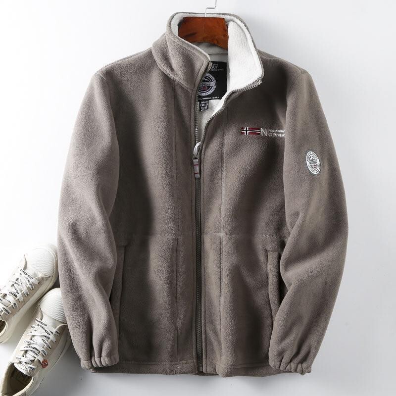 Cross-Border 2025 Autumn and Winter New Style Fleece-Lined Thickened Casual Jacket for Men with Unique Design and Printed Loose Fit