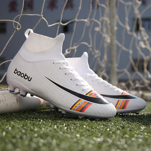 Men's high-top football shoes adult sports rainbow TF broken nails ag long nails student campus football shoes artificial grass