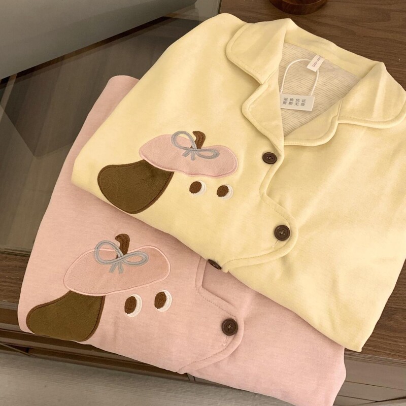 [Puppy Nose] Silk Velvet Warm Thin Velvet Heated Cute Autumn and Winter Pajamas Home Clothes Set