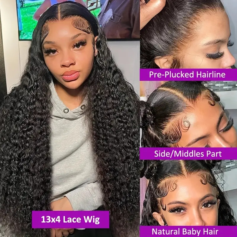 Front Lace Wig from Europe and America, front lace wig, women's center split small curly long curly hair, fluffy and natural full head cover