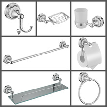 外贸跨境专供锌合金不锈钢浴室挂件套装毛巾架套装毛巾杆六件套