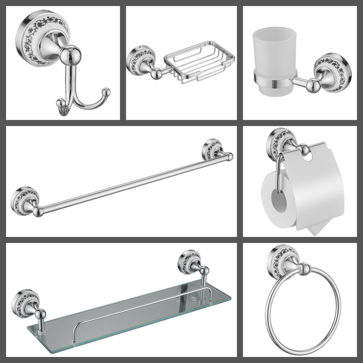 Foreign trade cross-border special zinc alloy stainless steel bathroom pendant suit towel rack suit towel bar six-piece set