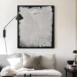 顺丰】MB手绘油画黑白风格客厅极简侘寂风装饰画玄关肌理画餐厅抽
