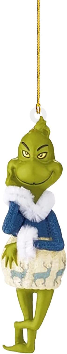 2023 venta caliente adornos de árbol de Navidad colgante acrílico divertido verde Grinch coche decoración del hogar decoración colgante