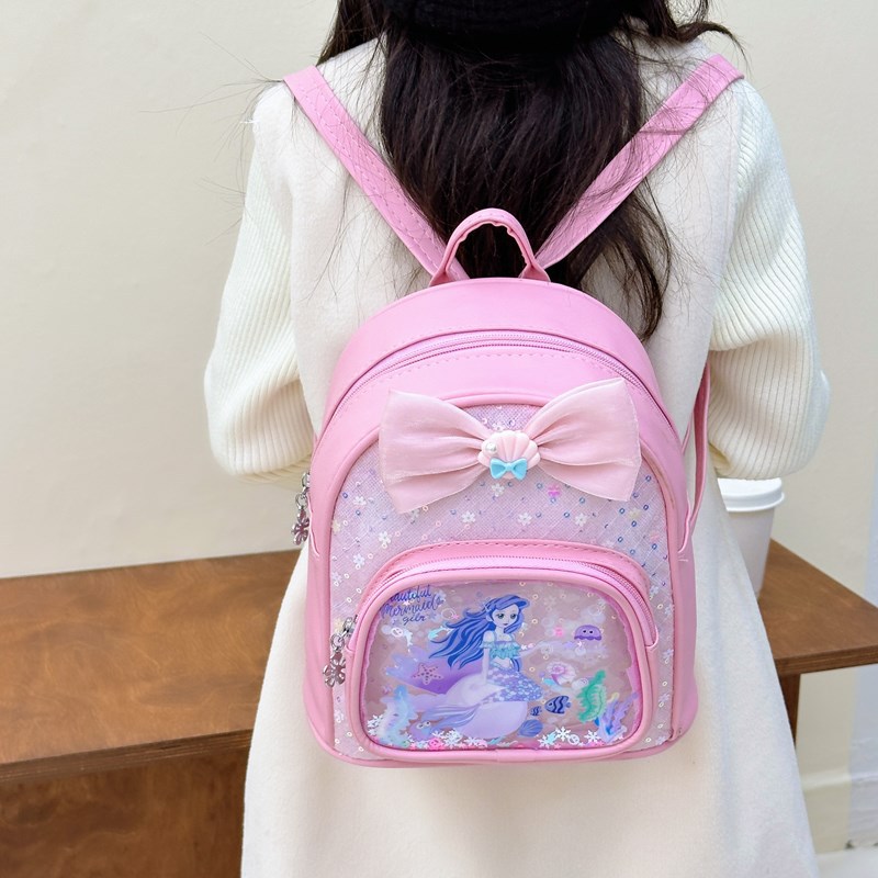 Jardín de infantes bebé mochila adorable arco transparente arena movida mochila de niñas nueva mochila de niños con sequillas