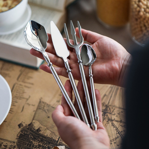 European style 304 stainless steel steak knife Western food cutlery ins thickened commercial set knife dessert spoon
